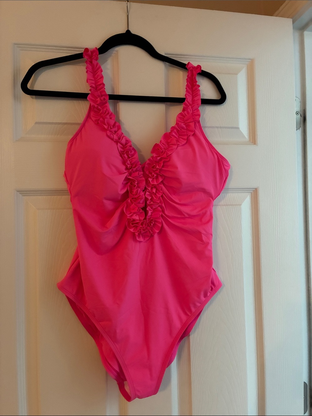 La Blanca Bright Pink Ruffle-Trim One-Piece Swimsuit